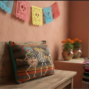 COST PLUS WORLD MARKET “Day of the Dead” accent pillow. New without tags